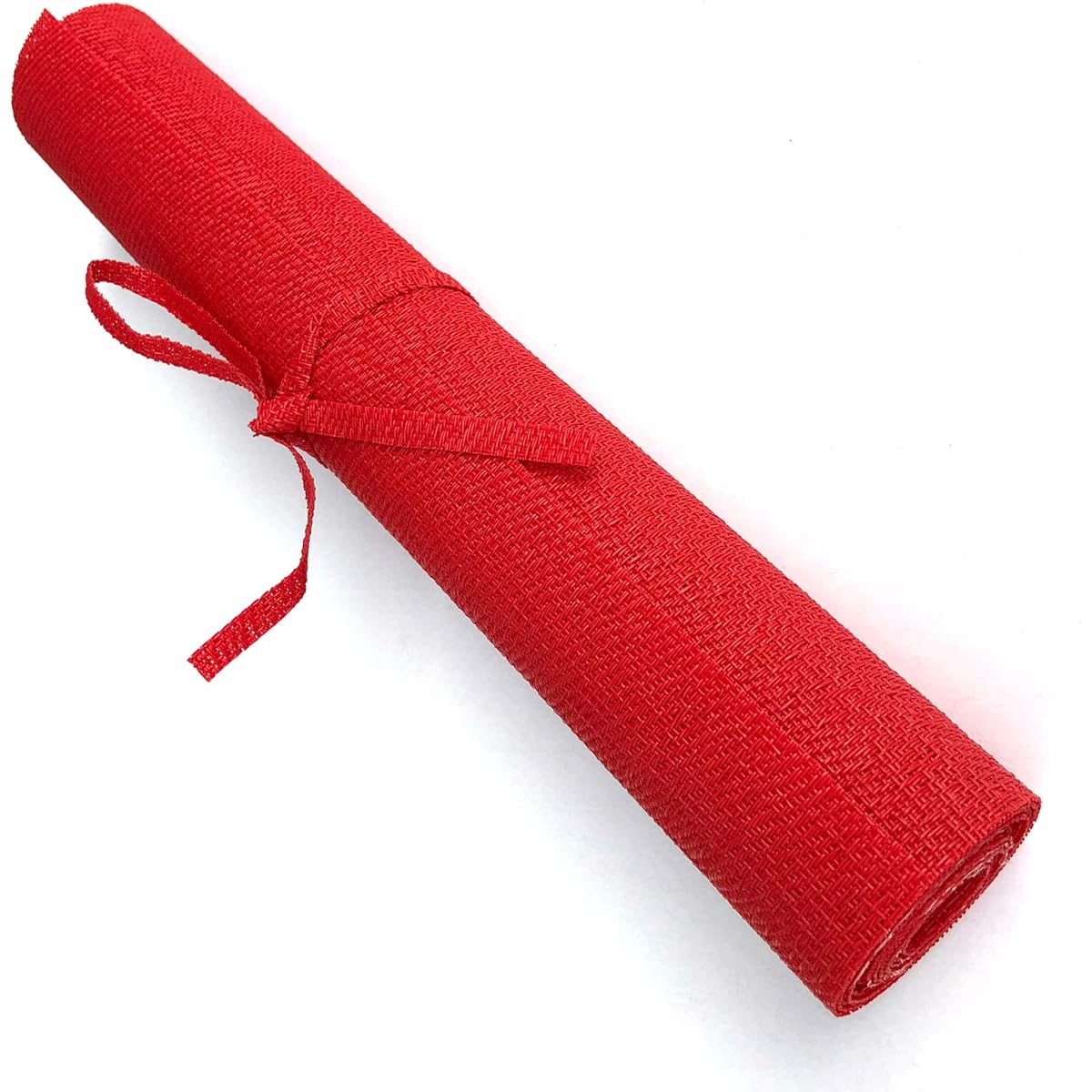 CAIT CHAPMAN HOME COLLECTION Holiday Woven Texture Design PVC Rectangle Insulated Text Line Table Runner (Red)