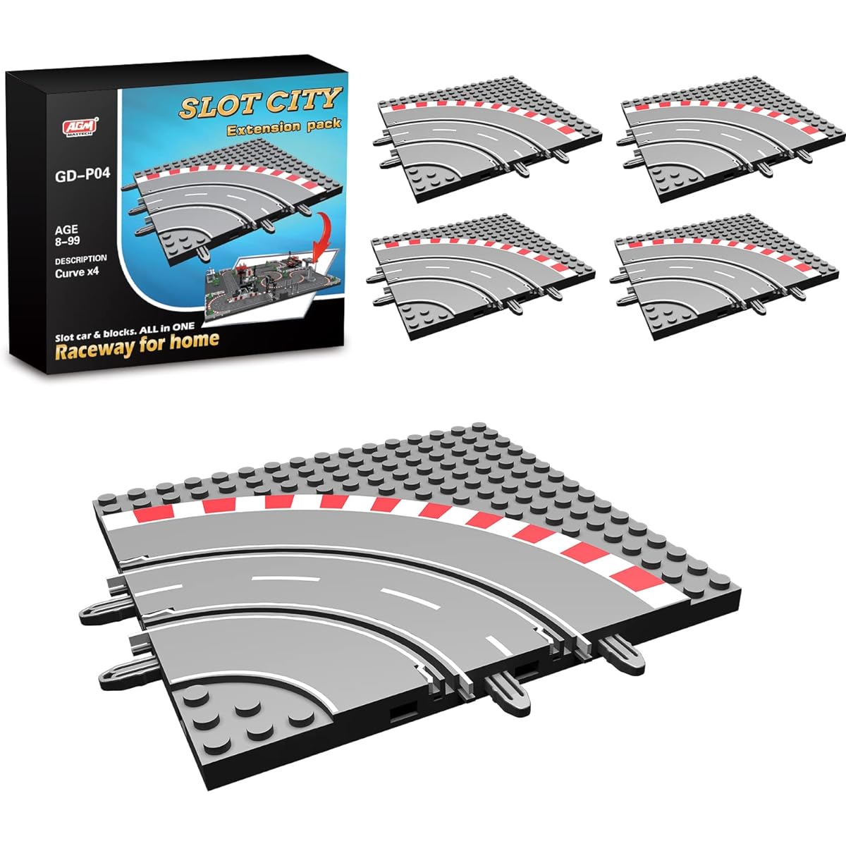 AGM MASTECH GD Series Slot Car Kit Straight Track Plate *4 GD-P04 1:87 Scale