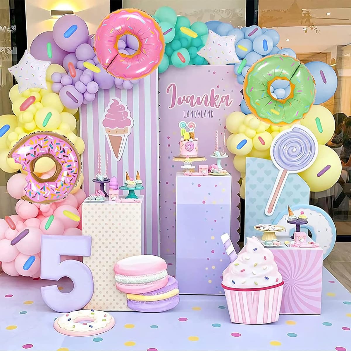 donut party balloon arch