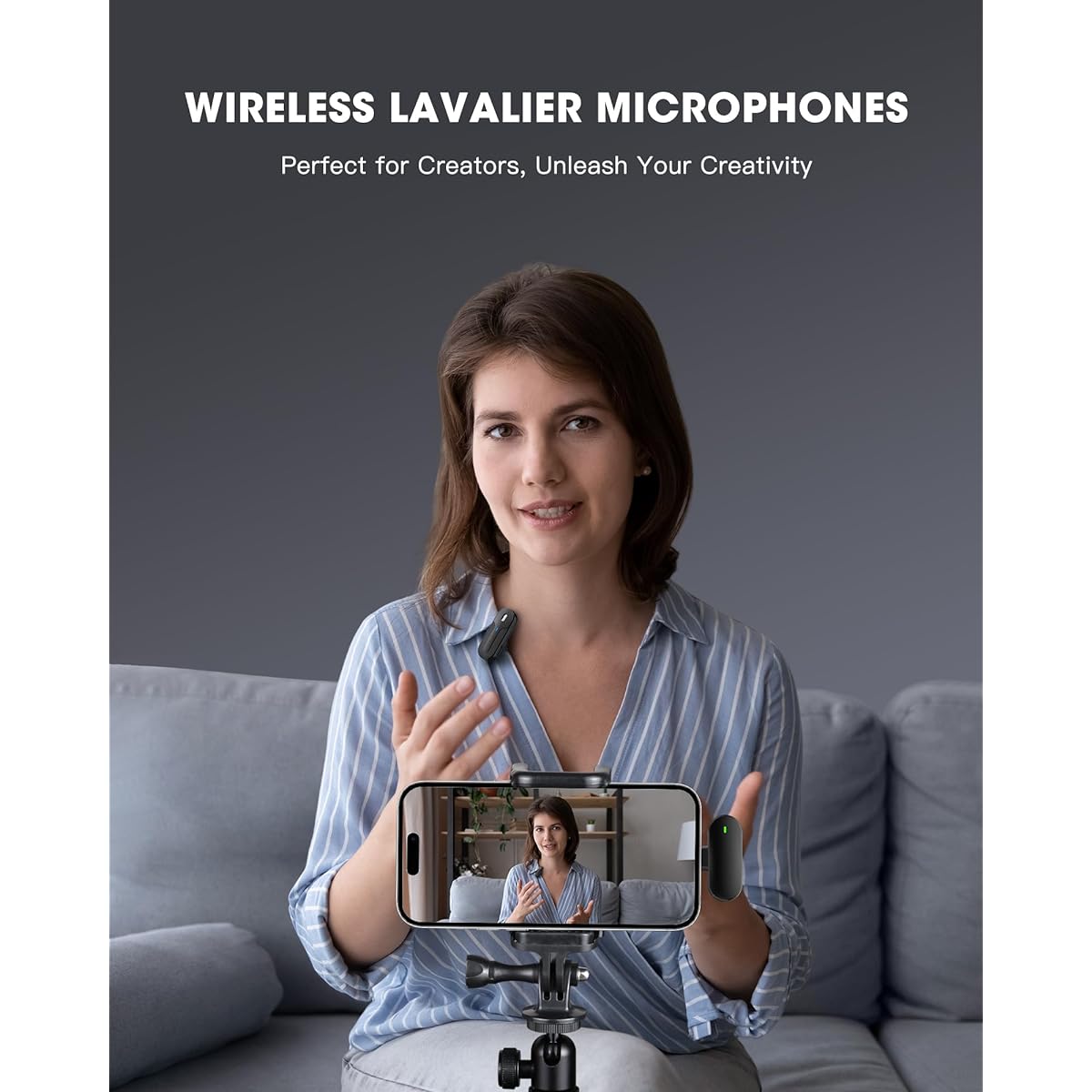 macvor Wireless Lavalier Microphones for iPhone Android 2 Pack 2.4G Clip on Lapel Mini Mic with Noise Cancellation for Video Recording Interview Vlog Live Streaming