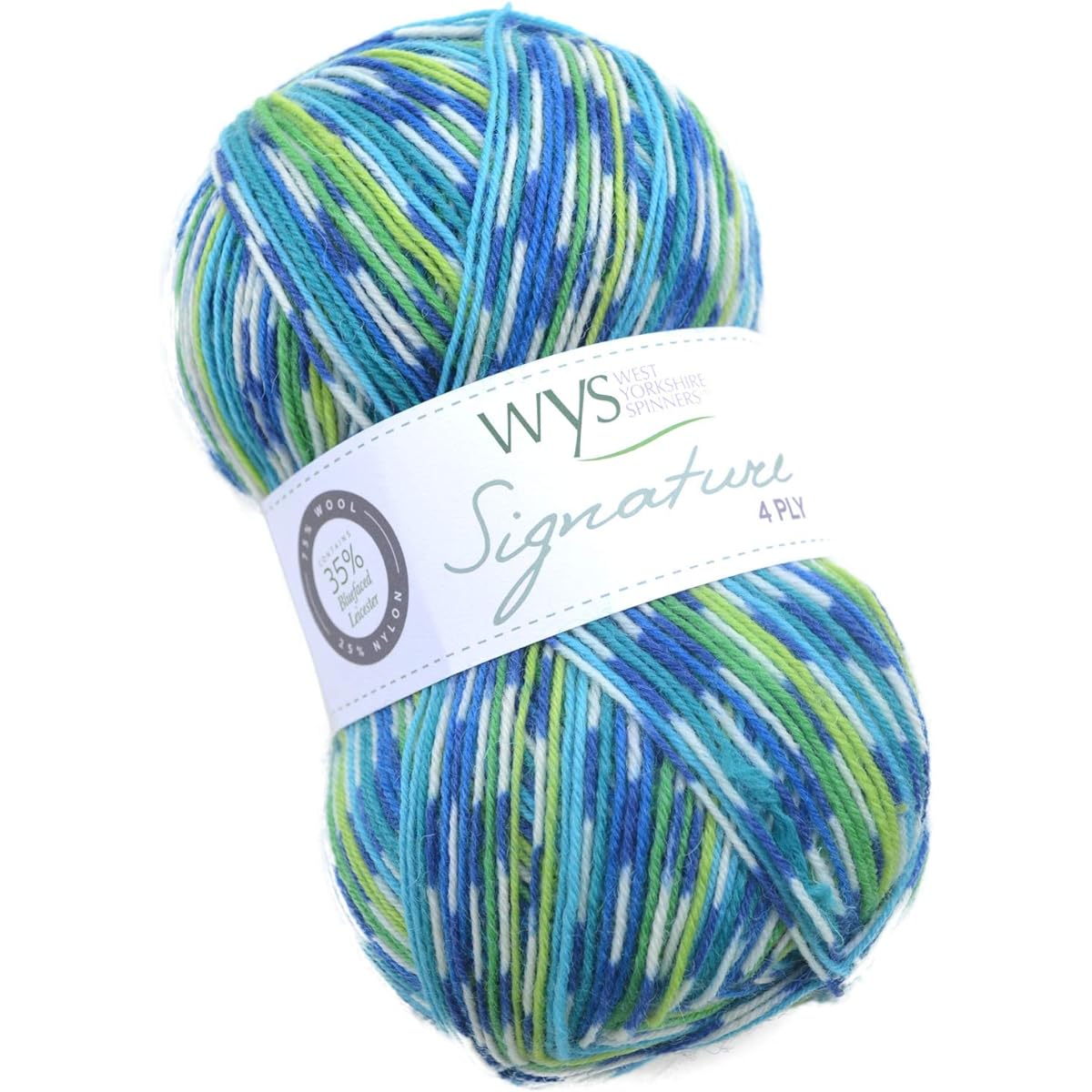 WYS Bluefaced Leicester Wool / Sock Wool self pattern with Signature 4ply Sock Yarn 100g | 851 Peacock Blue Faced Leicester Wool by West Yorkshire Spinners Signature 4ply