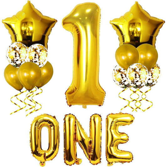1pc Gold Balloon for First Birthday Gold Balloon Confetti Balloon Set Gold Star Balloon 1st Birthday Girl Decorations Number One Balloon 1st Birthday Balloon Decorations