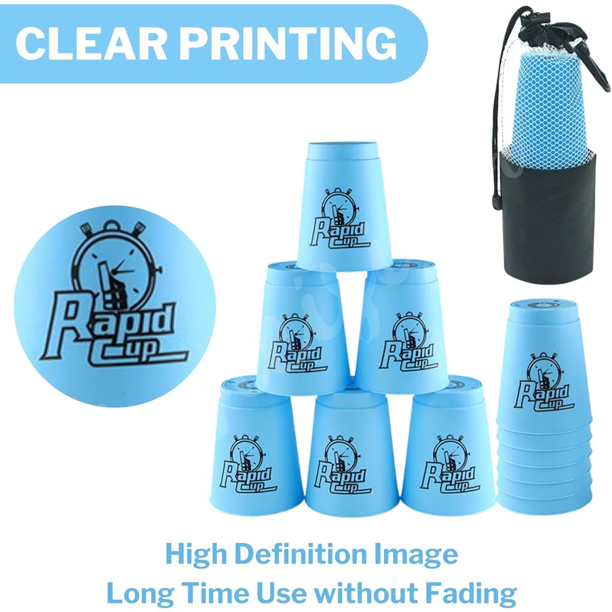 Lancisism 48 Piece Quick Stacking Cup Set BPA Free Material Sports Training Stacking Cup Game Classic Family Game Perfect Gift for Kids Adults Family (2 Blue, 2 Red, 2)