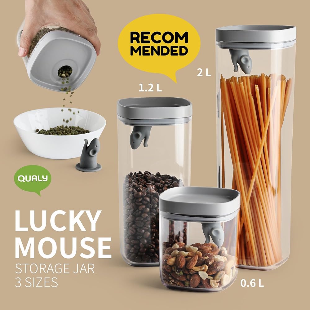 Qualy Storage Container Storage Jar LUCKY MOUSE STORAGE JAR Set of 3