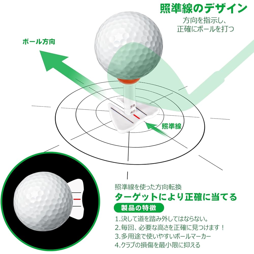 GD XIUPLS Golf Tee Adjustable 35mm - 55mm Height Adjustable Golf Marker Unbreakable Ball Marker Reinforced Plastic