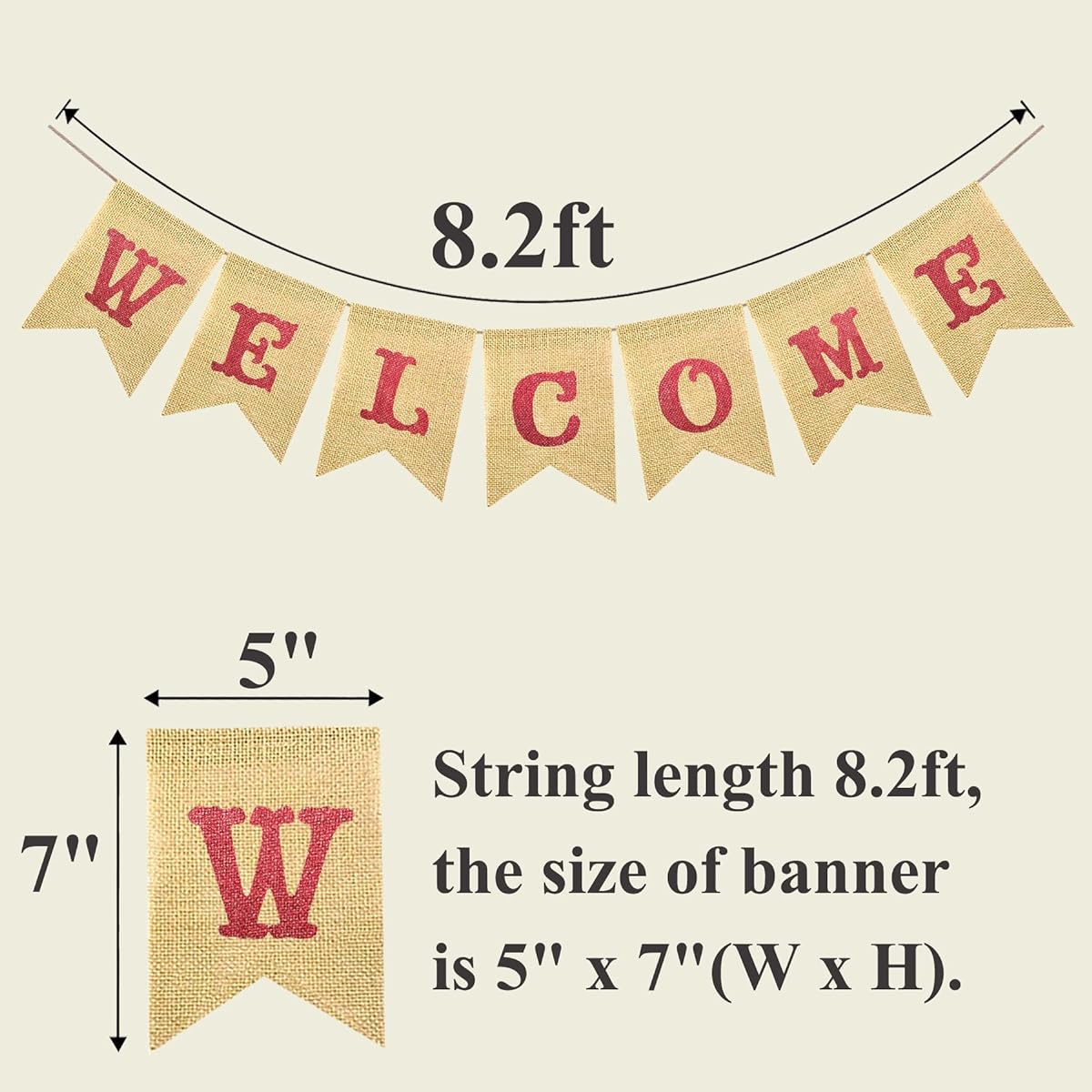 FAKTEEN Glitter Red Letters Welcome Banner Back to School Party Decorations Baby Shower Wedding Rustic Bunting Garland Welcome Back Home Decor