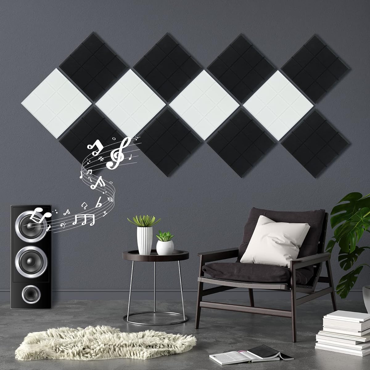 bing, Wall, Soundproofing Material, Soundproofing Sheet, Window, Door, Sound Absorbing Panel Design, Stylish, Sound Absorbing Sheet, Polyester, Home Theater, Soundproofing, Noise Countermeasure, DIY, Interior Decoration, Sound Absorbing Board (Black, US)