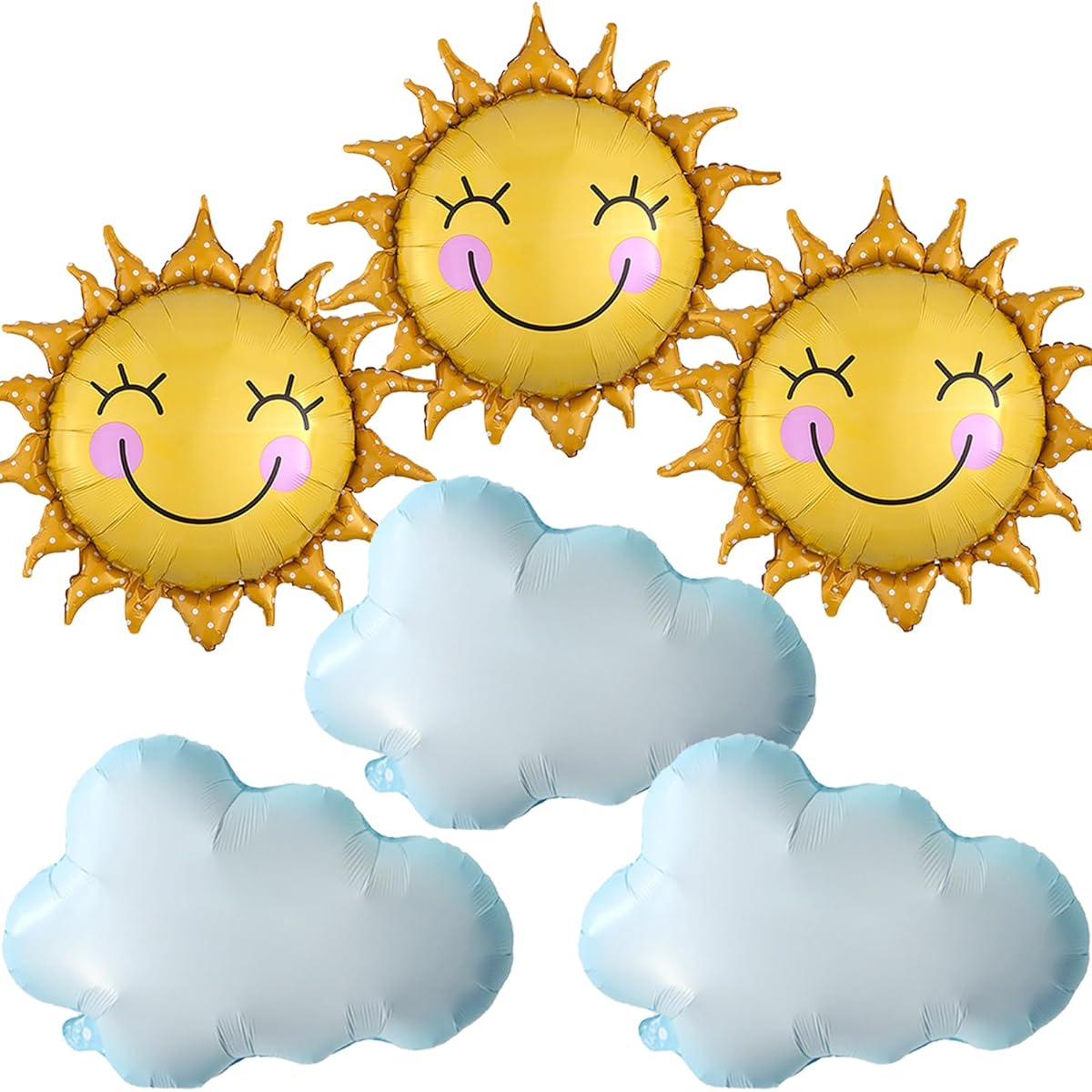 6pcs Sun Sun Balloons White Clouds Foil Mylar Balloons Sun Weather Theme Birthday Baby Shower Party Decorations Supplies