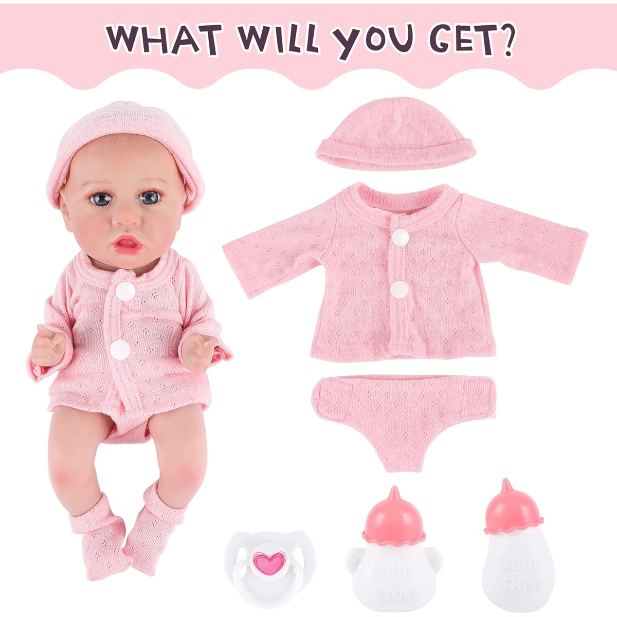 BABESIDE Reborn Baby Doll Girl - 12 Inch Full Body Vinyl Realistic Newborn Baby Doll Soft Body Realistic Newborn Doll Posable with Gift Box