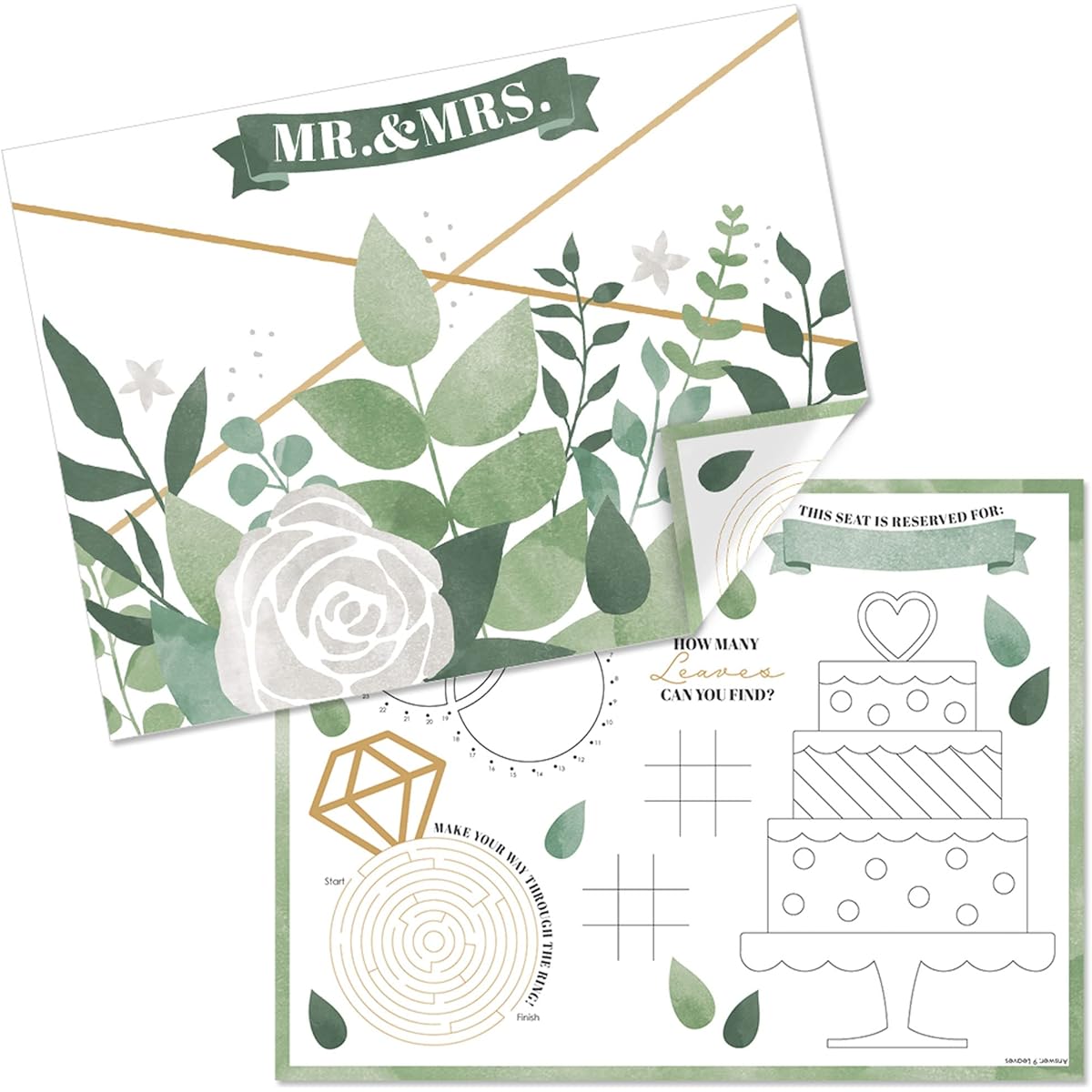 Big Dot of Happiness Boho Botanical Bride - Paper Greenery Bridal Shower Wedding Party Coloring Sheets - Activity Placemats - Set of 16
