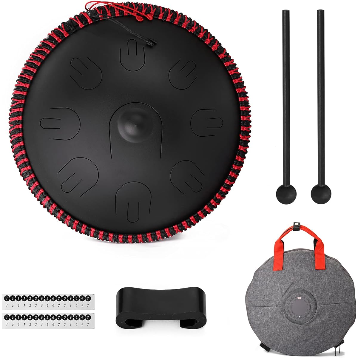 BUZHI 15 Inch 9 Tone Steel Tongue Drum Hand Pan Drum with Drumsticks Percussion Instrument