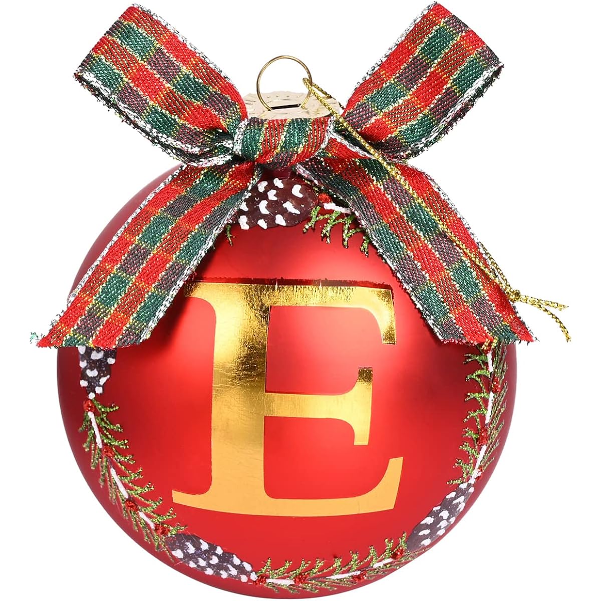 Miicol Glass Christmas Ball Ornaments, Initial Theme Hanging Balls for Holiday/Engagement/Wedding/Bridal Shower Party Decorations, Gold Alphabet Christmas Tree Balls Letter E