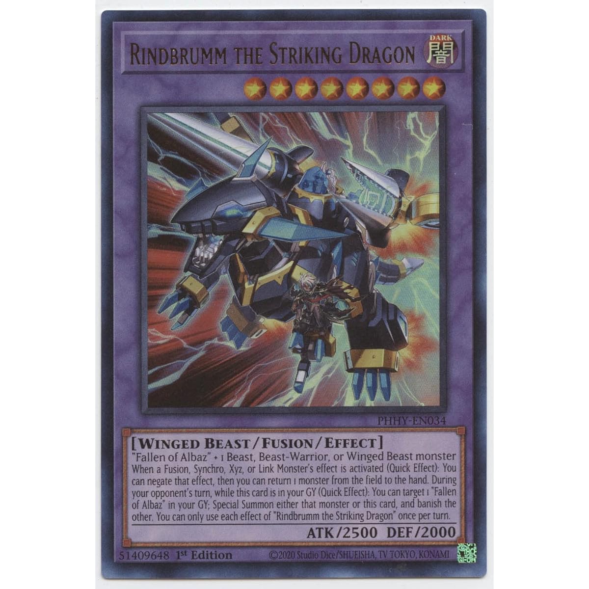 Rindbrumm The Striking Dragon PHHY-EN034 Ultra Rare First Edition