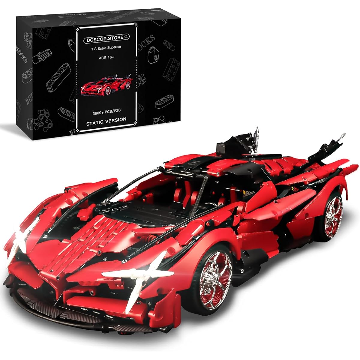 DOSCOR Apello EVO Sports Car Building Kit 1:8 Scale Technical Supercar Building Set for Adults Men Teens Adult Collectible Model Engineering Toys (3669+ Pieces)