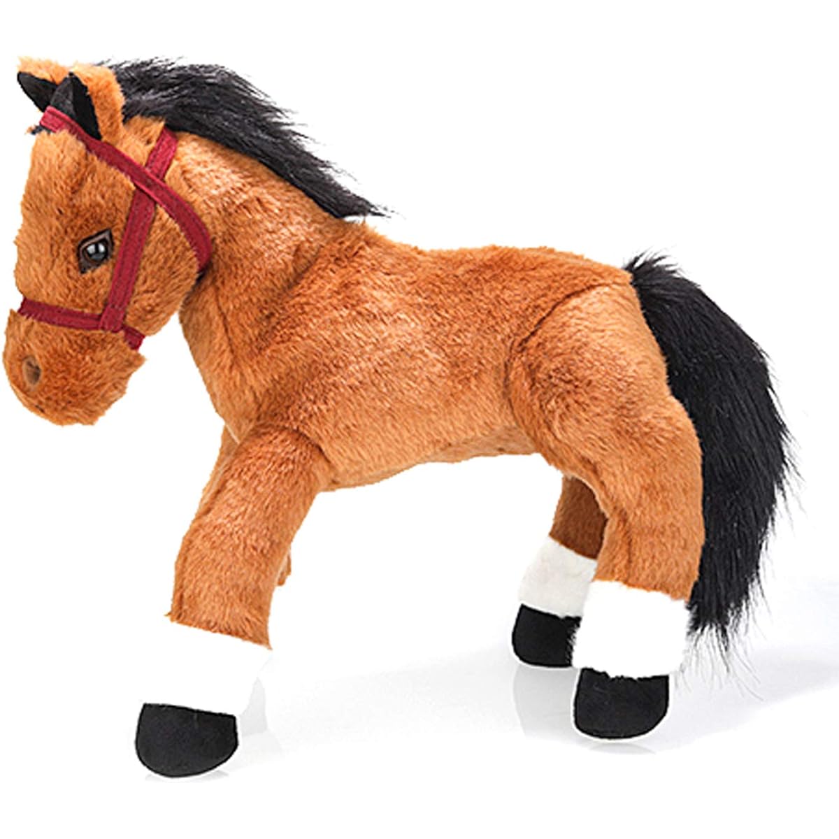 Plushland 14" Soft Brown and Black Stuffed Horse Plush Animal Toy for Baby Boys Girls Holiday Birthday Christmas Halloween Thanksgiving Back to School ADHD Autism Handmade Gift Sleep Companion