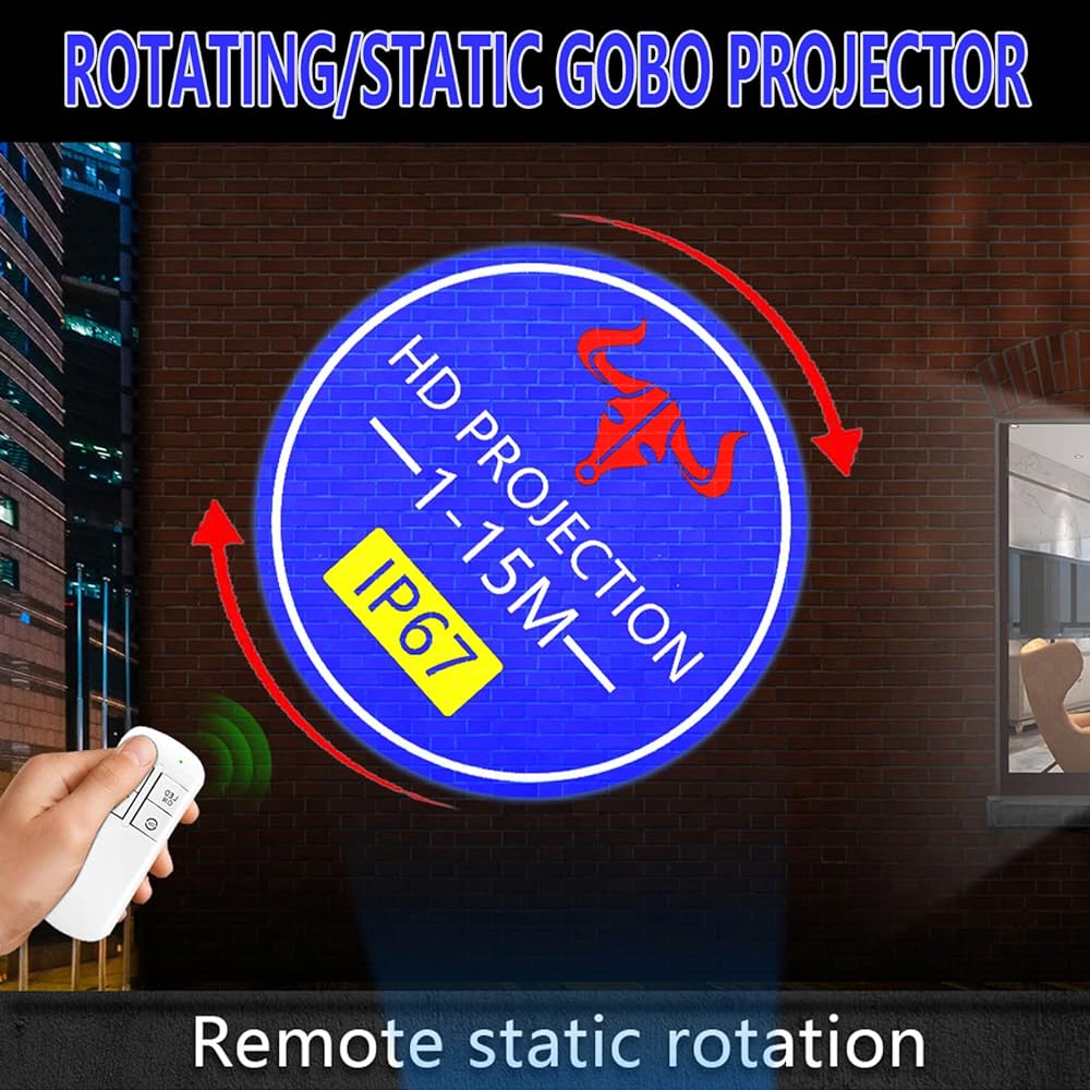 Advertising Logo LED Projector, Remote Logo Rotation or Static Control, Shops, Companies, Stadiums, Restaurants, Yakiniku Restaurants (50W, Black)