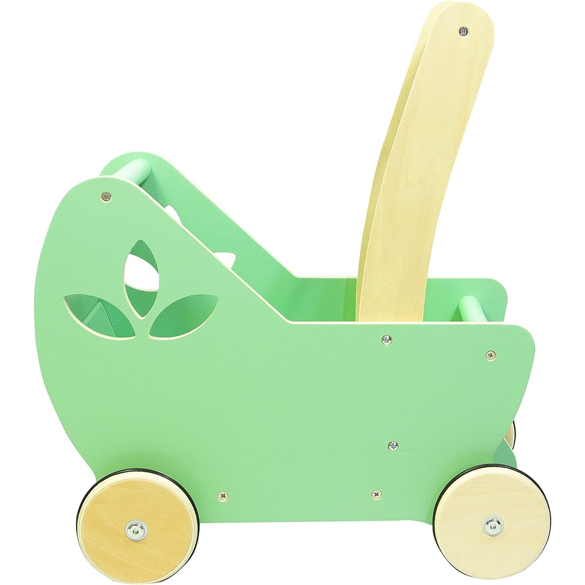 Leonora 2-in-1 Wooden Stroller for Babies - Green Doll Stroller Push & Pull Toy for Boys and Girls - Develops Balance, Strength & Imaginative Play - Ages 12 Months +