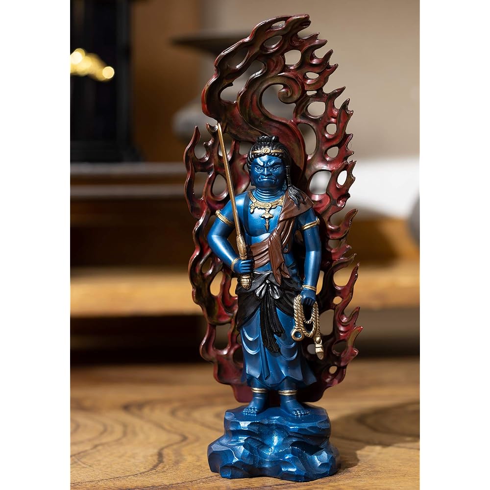 Buddha statue Blue Fudo Myoo 15.5cm (painted finish) Buddhist sculptor: Hideun Makita Original model_ (born in the year of the Rooster) Zodiac guardian main image Takaoka copperware (Fuudou Myouou B)