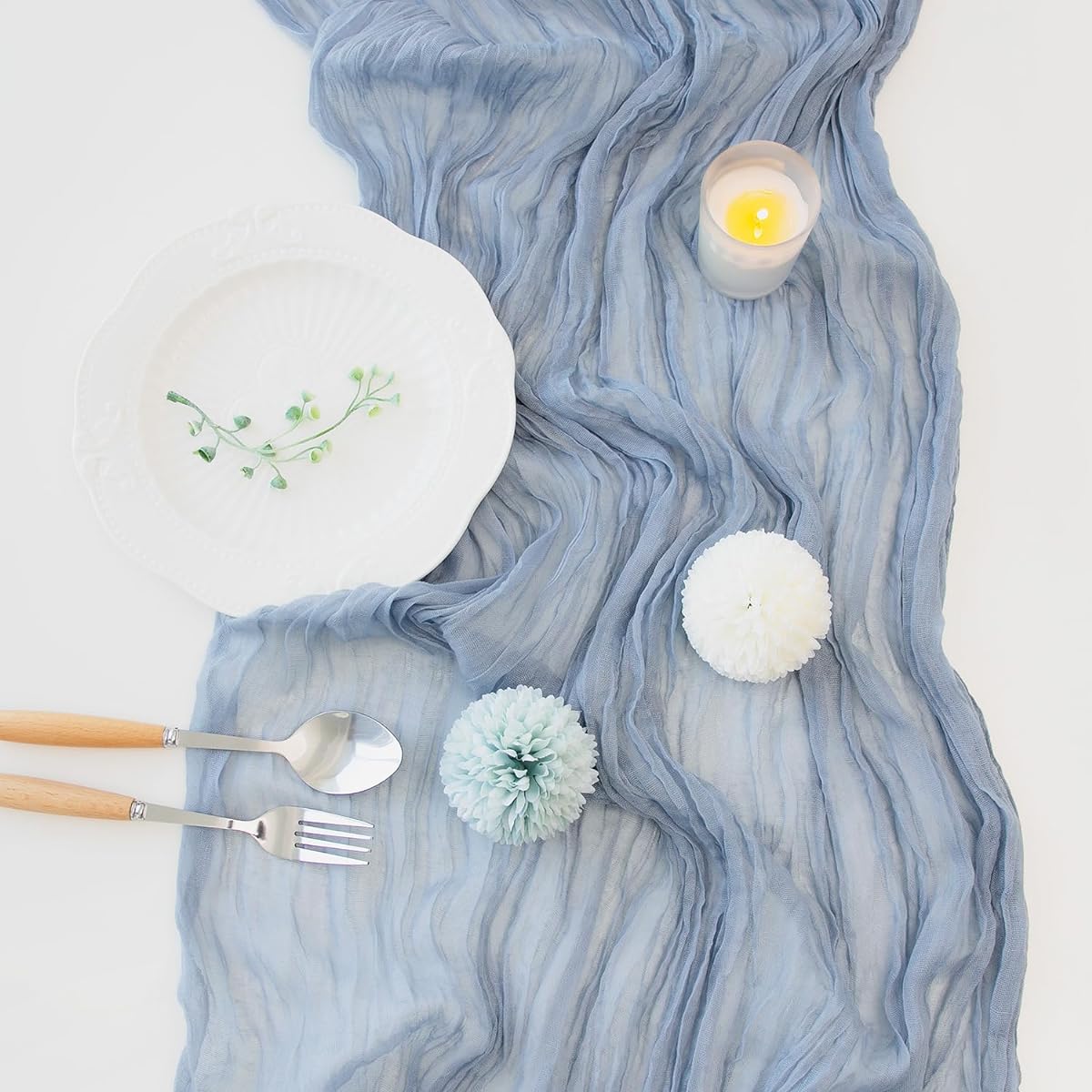 Dusty Blue Cheesecloth Table Runner 10 Pack 35 x 120 Inch Boho Gauze Cheesecloth Wedding Bridal Baby Shower Birthday Party Decor