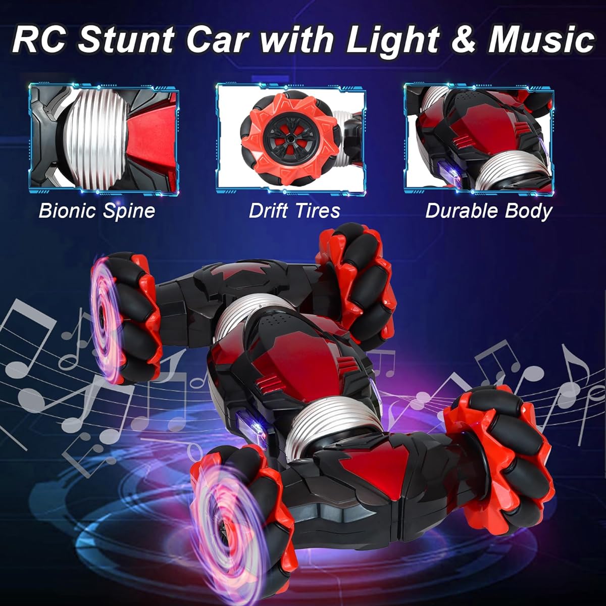 kisportee Remote Control Car Gesture Sensing RC Stunt Car for Kids Over 8-12 Years Old Boys Girls Drift Hand Control RC Car 2.4GHz 4WD Twist Off-Road Car Toy Vehicle Christmas Birthday Gift (Red)