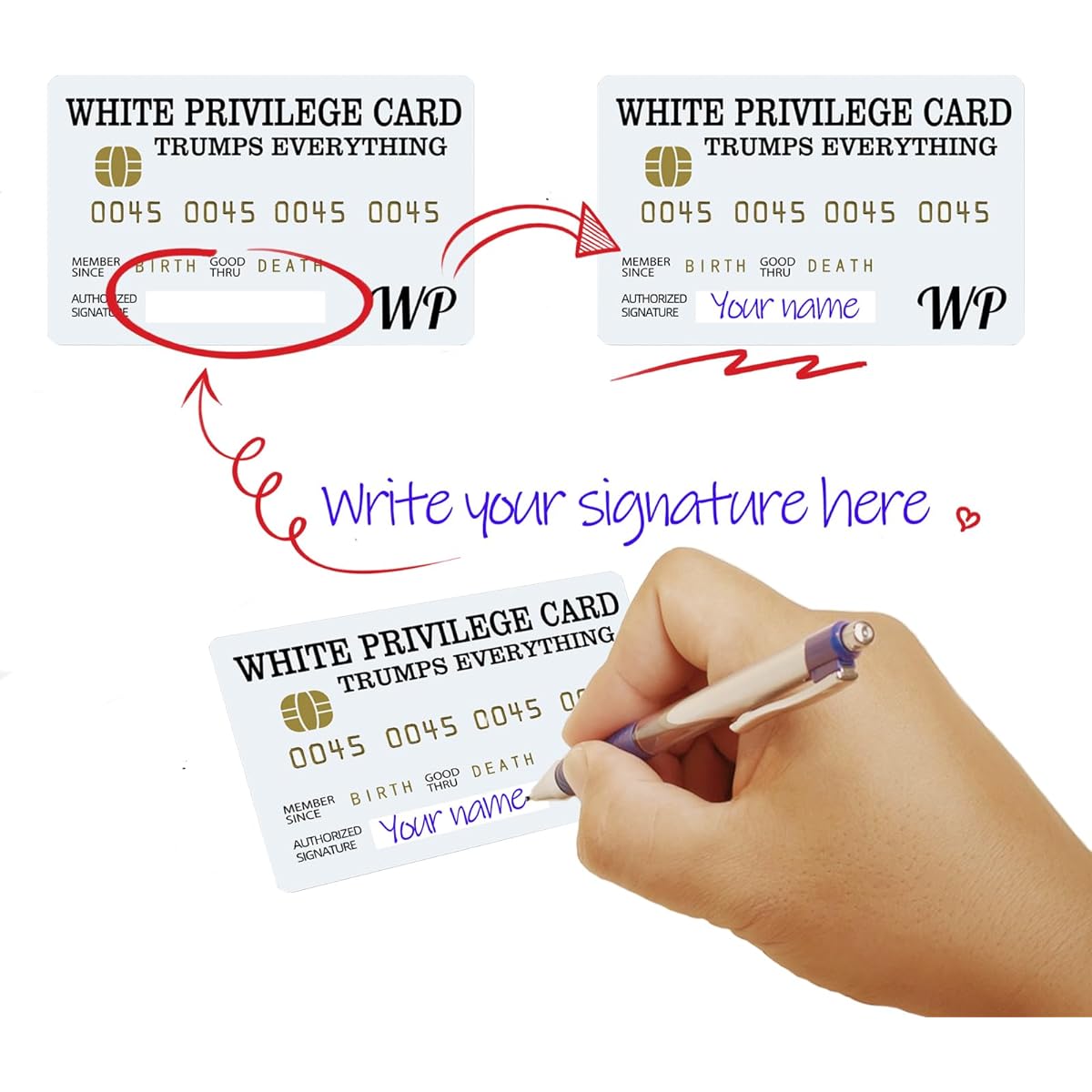 Quejowy White Privilege Cards Trump Everything Cards with Writable Signature Strips (20 Count)