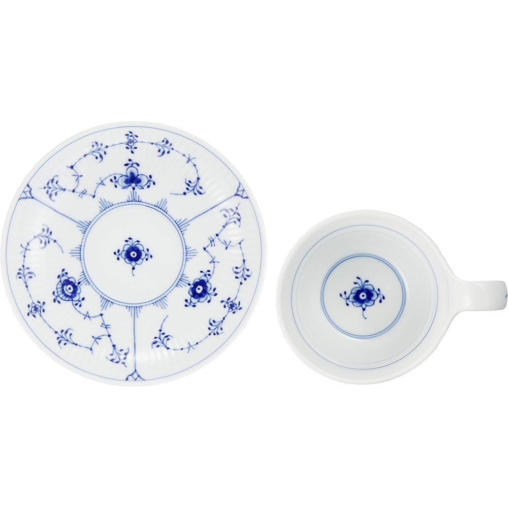 [Regular Imported Product] Royal Copenhagen Blue Fluted Plain High Handle Cup & Saucer 240ml Wedding Gift 1017176