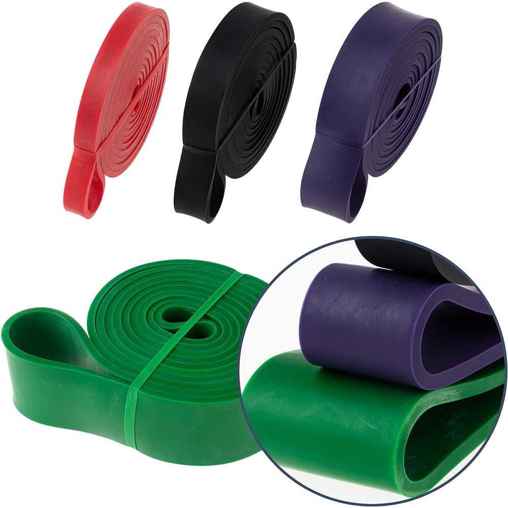 Mcm&Company [Supervised by Fitness Club ASK] By The Pro Multifunctional Rubber Band 4 Types Resistance Set of 4 Red (Light)/Black (Medium)/Purple (Heavy)/Green (X Heavy) Pull-up Belt/Yoga Fitness Latex Resistance Multifunctional elastic belt for band/sus