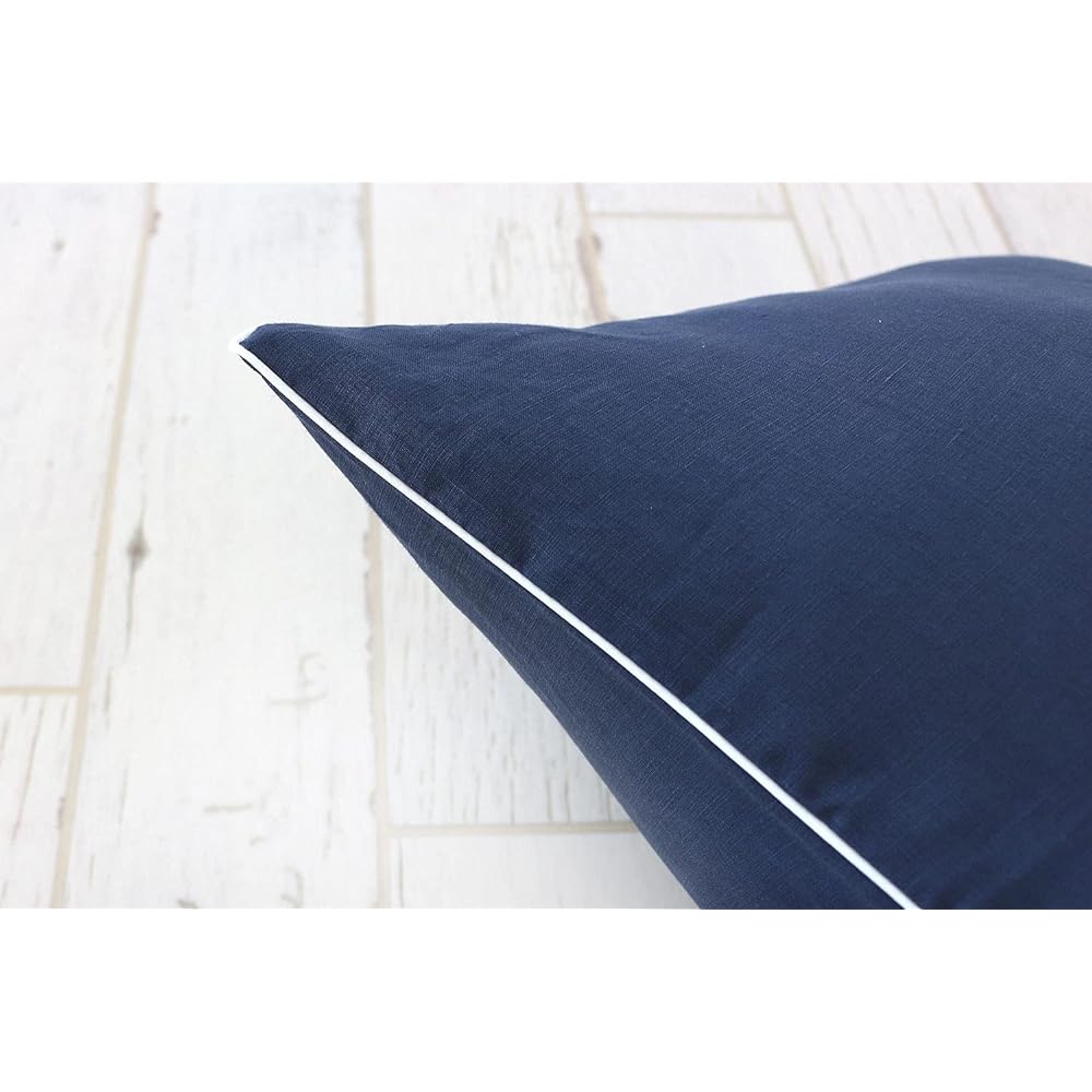 DDintex Cushion Cover 80 Linen Navy 70 x 70cm (with piping) [Made with Japanese linen]