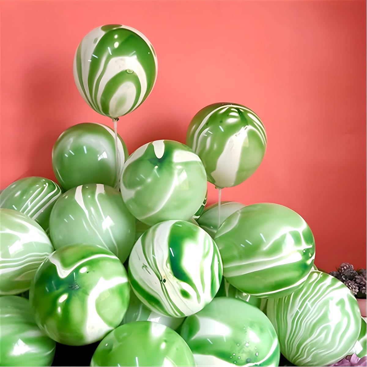 30pcs Green Tie Dye Balloons 12 Inch Agate Marble Latex Swirl Balloons Tie Dye Birthday Party Supplies Candyland Bachelorette Fun Hippie Party Decorations