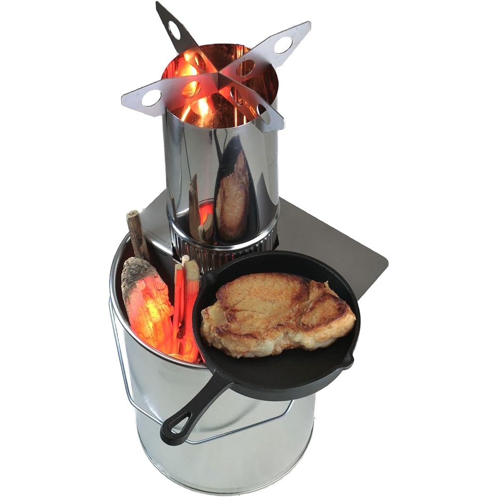 SDGs Mini Bonfire Can Cooking Bonfire Stand φ19cm x Height 22cm | Field Natural Fuel Rocket Stove (4L Mini Can Set)