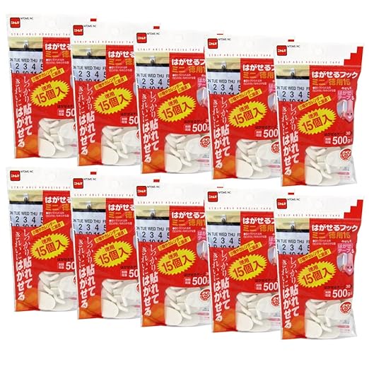 Nitoms Peelable Hook Mini Economical 15 22mm x 32mm x 16mm 15 pieces H3020 10 pack