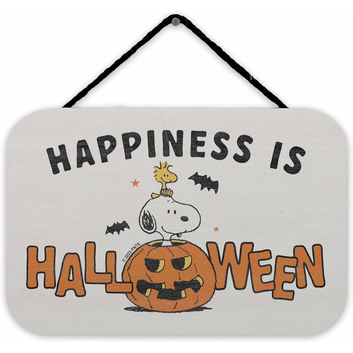 Peanuts Snoopy Happiness Is Halloween Hanging Wooden Wall Decor - Fun Snoopy Halloween Sign for Home Decoration