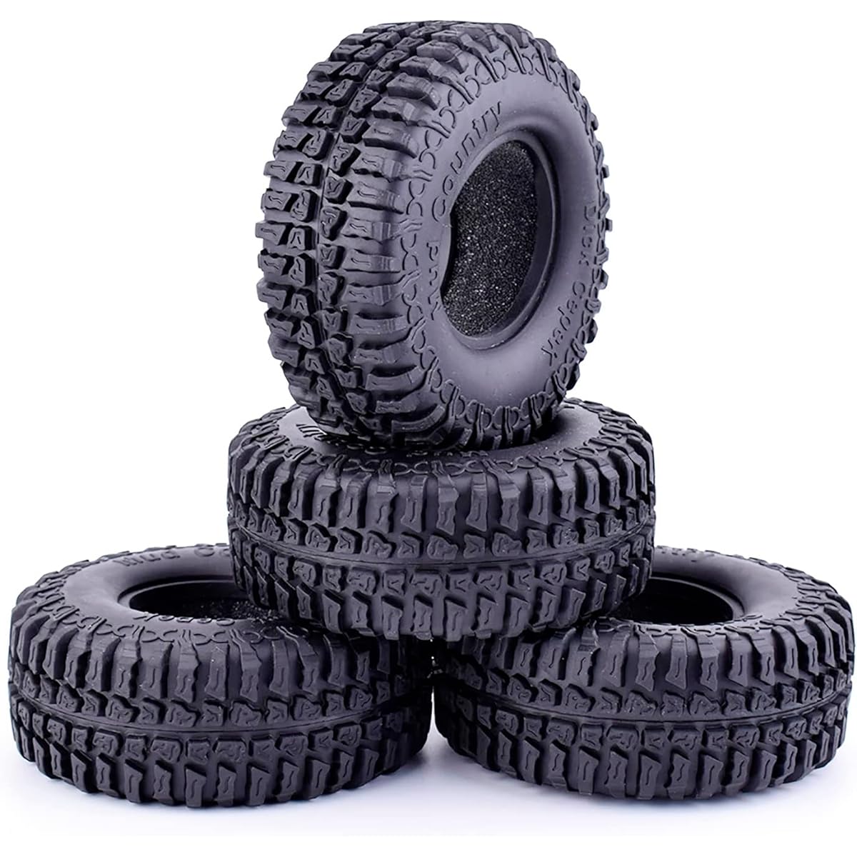 WONFAST RC Crawler 100mm Rubber Tire Set of 4 1.9 Inch Wheel Tire Set for 1:10 RC Rock Crawler Car Axial SCX10 D90 RC4WD TF2 TF2 Tamiya Redcat Traxxas TRX-4 Parts