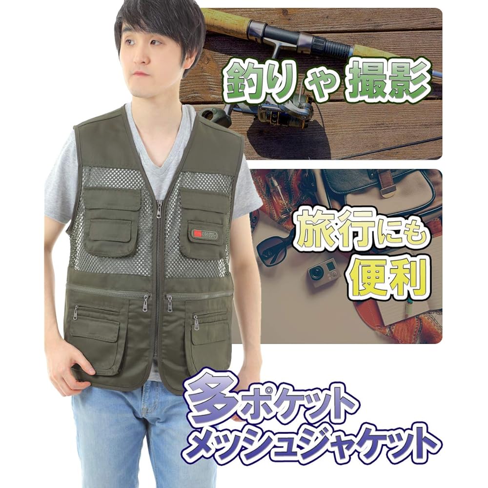 [MAKANATS] Fishing Vest Mesh 10 Pockets Photography Fishing Vest