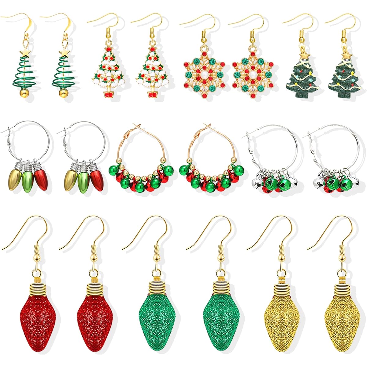 Christmas Earrings for Women Christmas Jewelry for Women Christmas Gifts for Teen Girls Trending Holiday Earrings for Girls Bow Christmas Tree Snowflake Earrings Christmas Gifts for Teen Girls 2023, Metal, No Gemstones