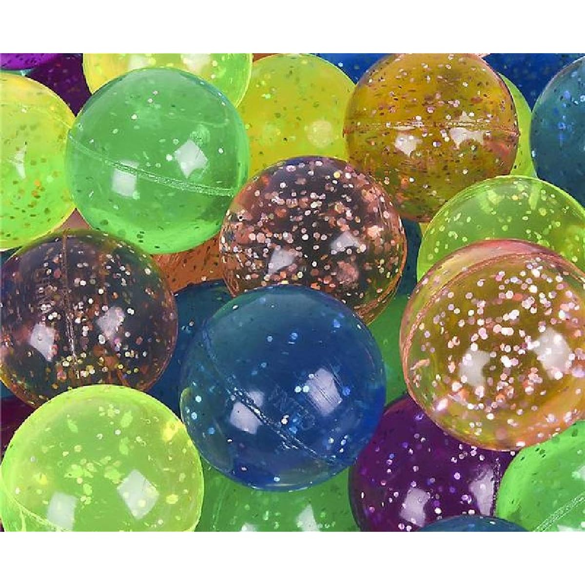 Novelty Treasures 1.75" Colorful Sparkly Bounce Balls, Pack of 6