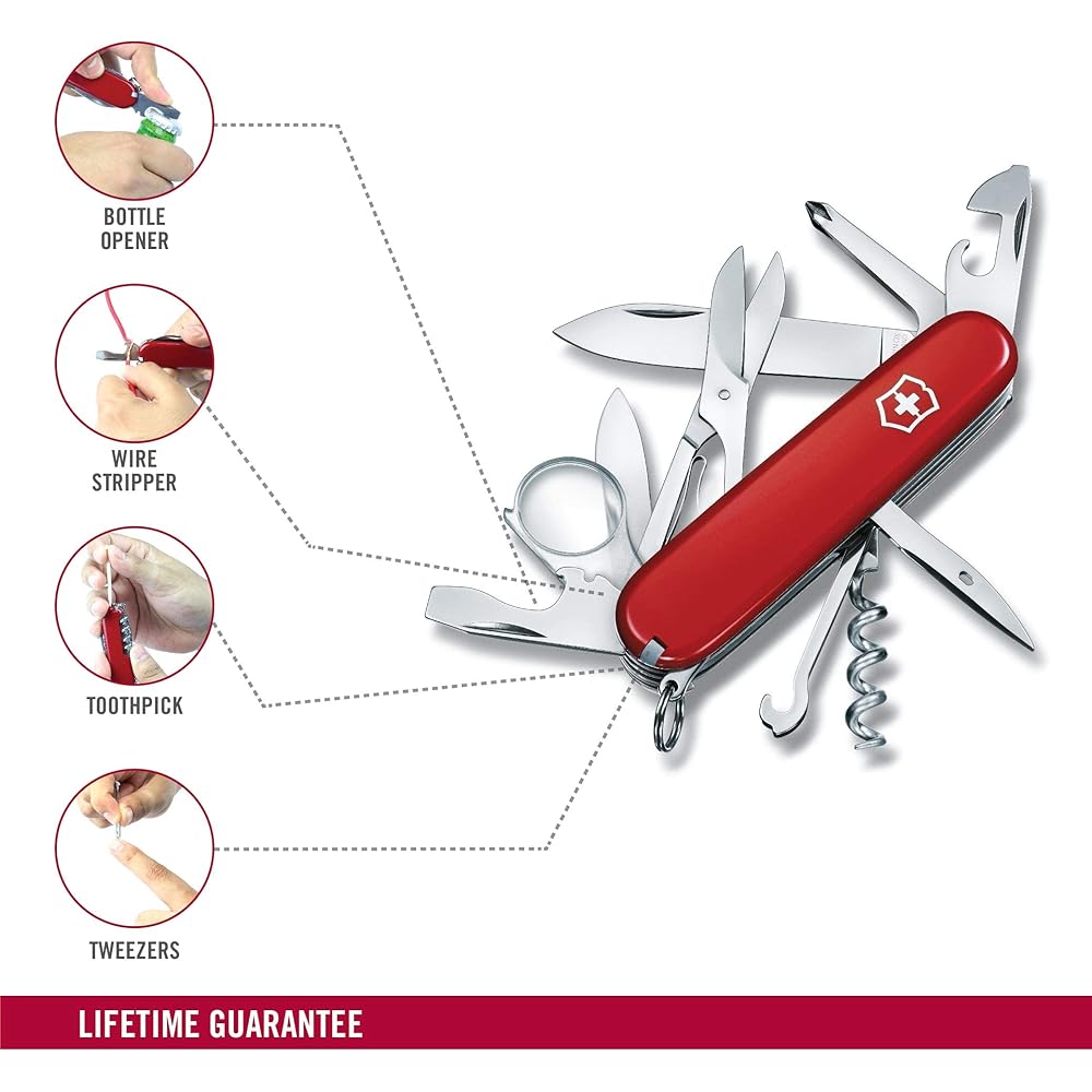 VICTORINOX Explorer Multifunctional Knife Trekking Hiking Loupe with Phillips screwdriver Swiss made multi-tool with 16 functions [Domestic genuine product with warranty] 1.6703