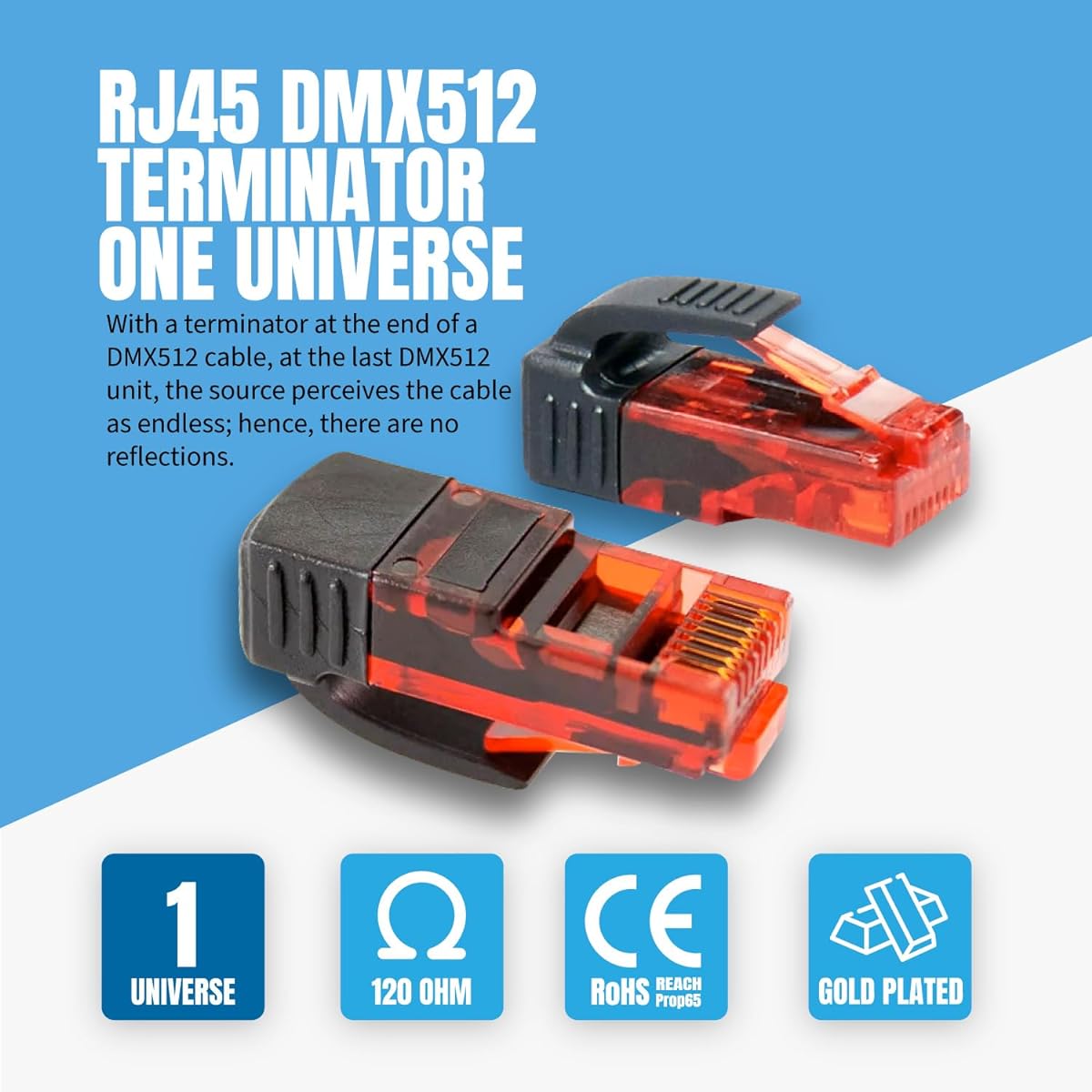 CPoint DMXterminator RJ45 DMX Terminator 120 Ohm 1 Universe RJ45-DMXTERM-120 Pack of 10