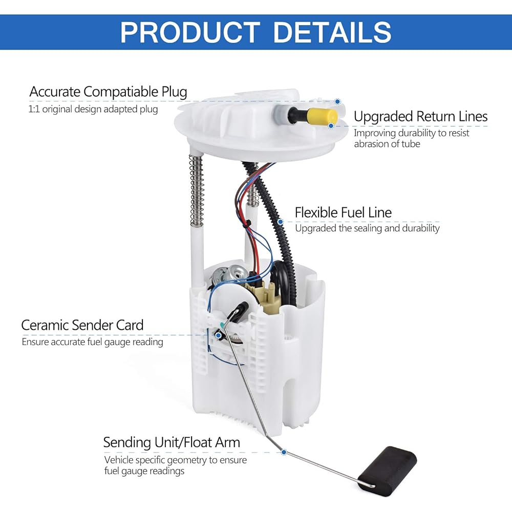 FAERSI Fuel Pump Assembly Replacement # E7219M for 2007-2011 Dodge Nitro 3.7L V6/4.0L V6 & 2008-2012 Jeep Liberty 3.7L V6 Fuel Pump