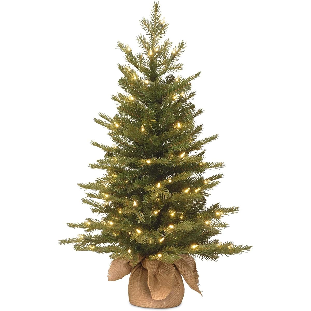 National Tree Company 'Feel Real' Pre-Lit Artificial Mini Christmas Tree | Small Lights and Fabric Bag Base | Nordic Spruce - 3 Feet