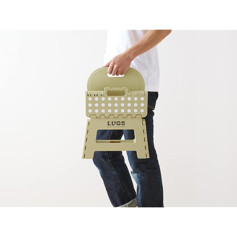ILC [Set of 2] LUGS Compact Chair with Backrest for Outdoor/Picnic/Cherry Blossom Viewing/BBQ/Children Sand Beige W32 x D25 x H42.5cm (when used) W32 x D6.5 x H42.5cm (when folded)