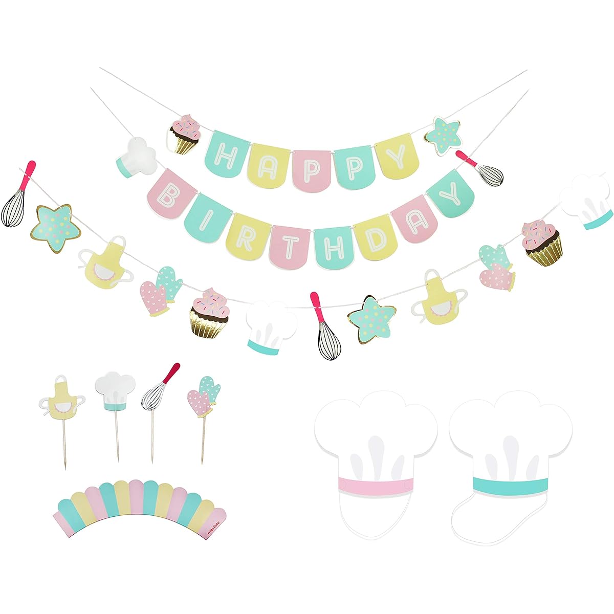 Little Bakers Birthday Party Decorations Kit Birthday Banner Garland Cupcake Toppers Party Hat Birthday Party Box