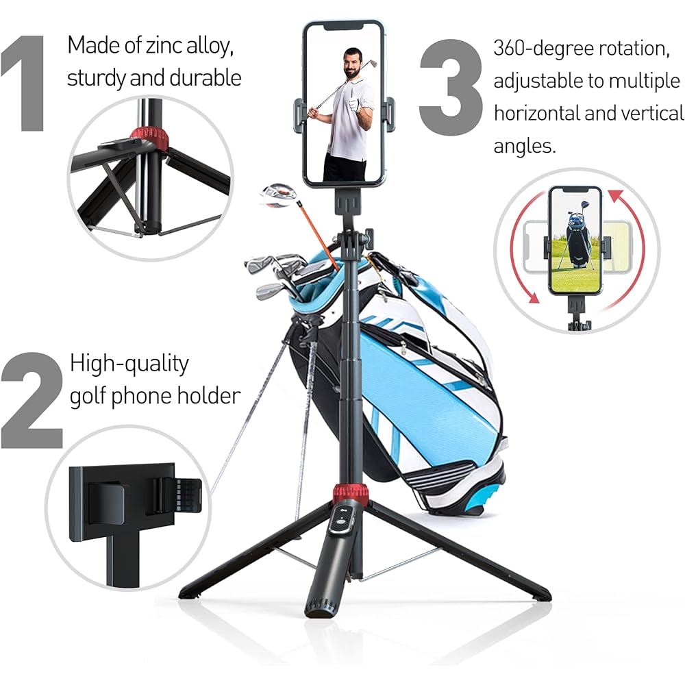 EUG-PRODUCTS Golf Practice Equipment, Swing Photography Equipment, Smartphone Stand, Golf Training Equipment, Photography Practice Swing Holder, Selfie Putting Training Aid, Compatible with Alignment Stick, Indoor Golf Form Correction, Smartphone Video C