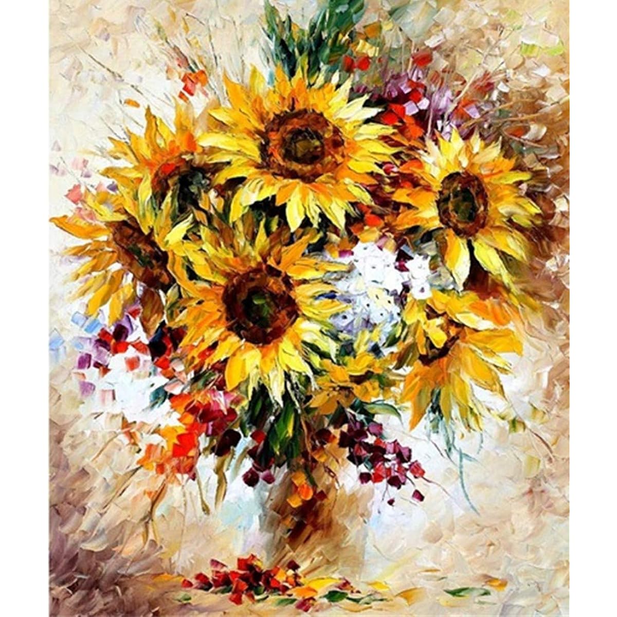 CaptainCrafts DIY Oil Painting Kit 16x20 Inch for Adults Beginners Kids Linen Canvas New Year Home Decor Sunflower Oil Painting (Unframed)