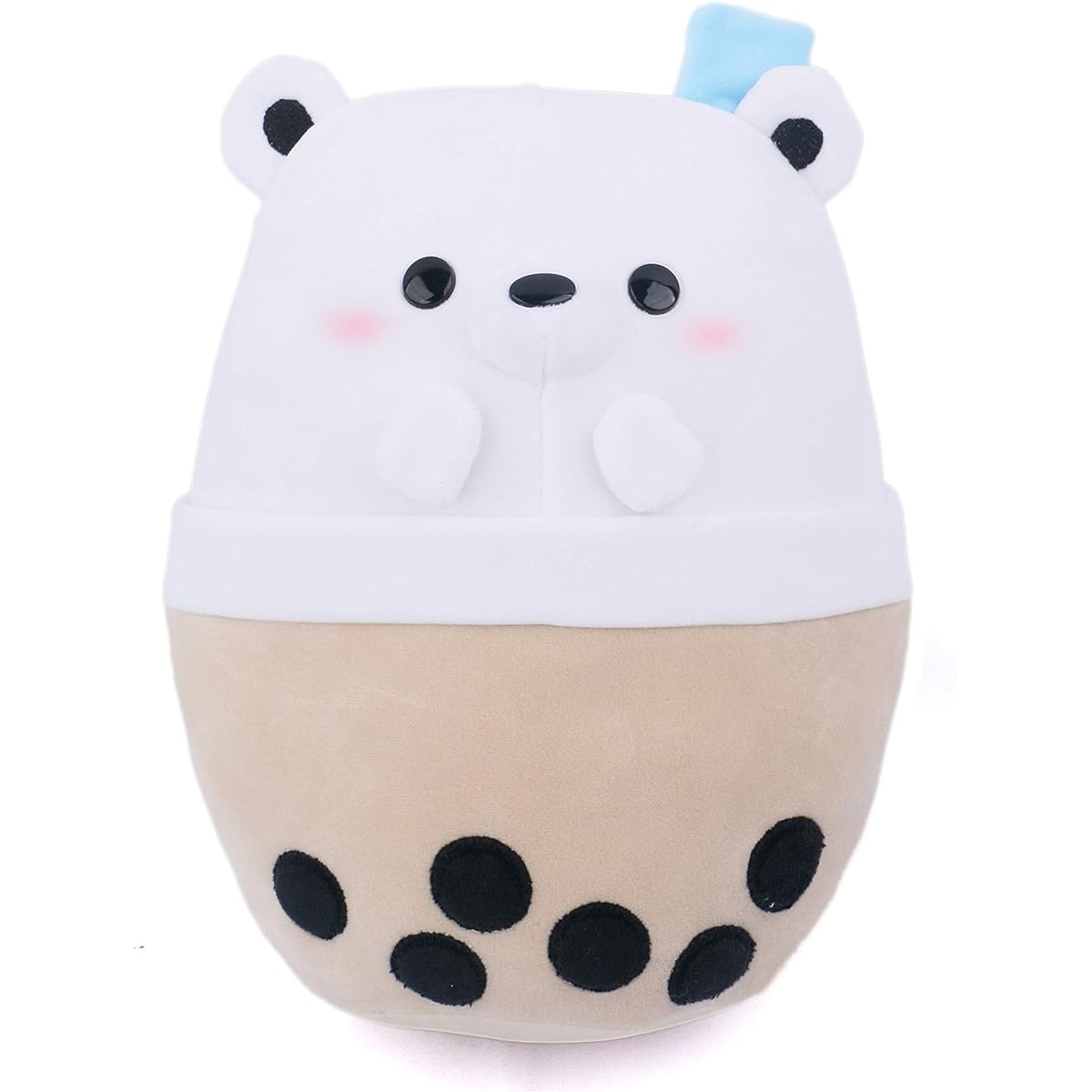 Avocatt Giant Bear Boba Plush Toy 15 Inch Large Ice Bubble Milk Tea Asian Comfortable Food Soft Stuffed Polar Bear Stuffed Animal Cute Japanese Anime Style Gift