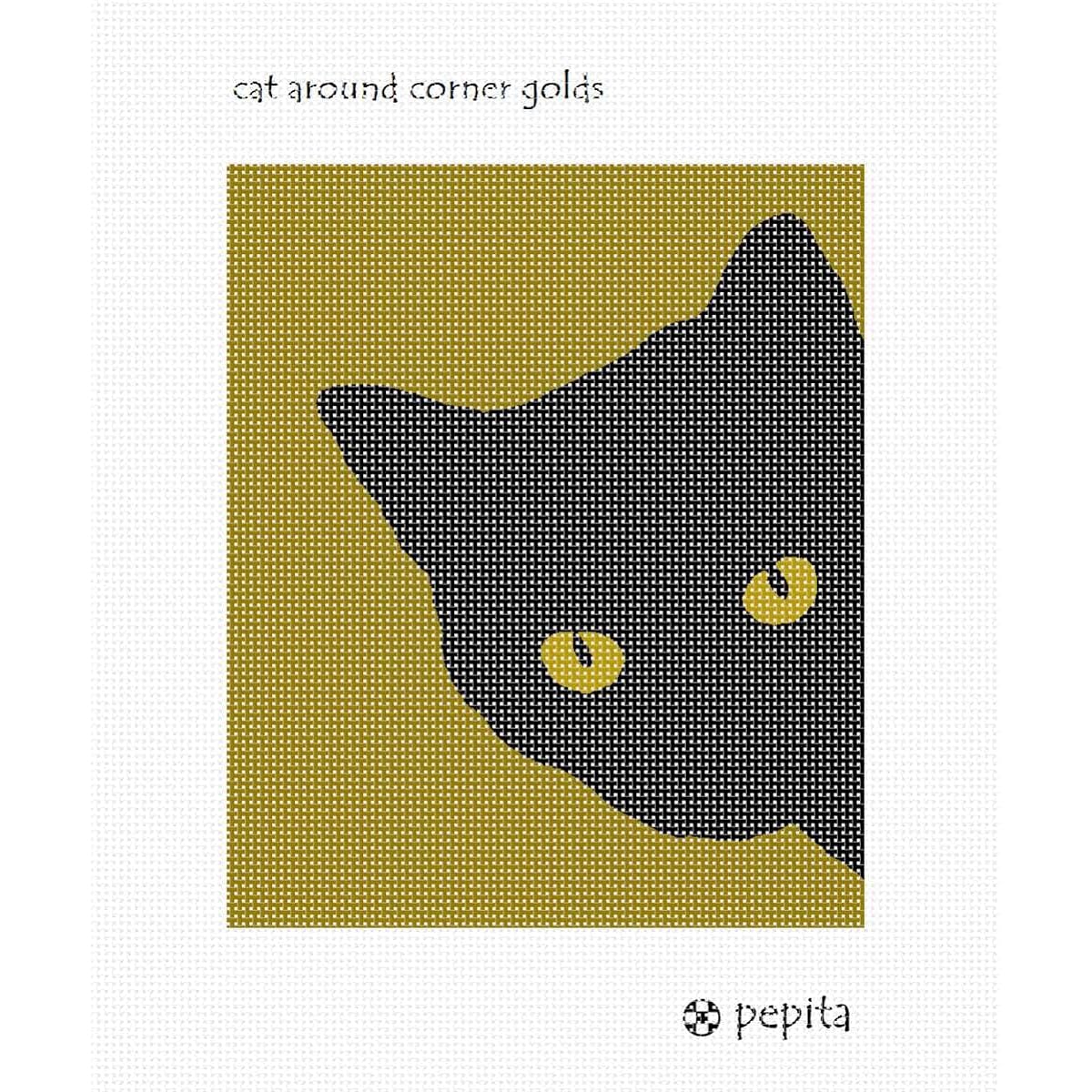 Pepita Needlepoint Kit: Cat Around the Horns, Gold, 7" x 8"