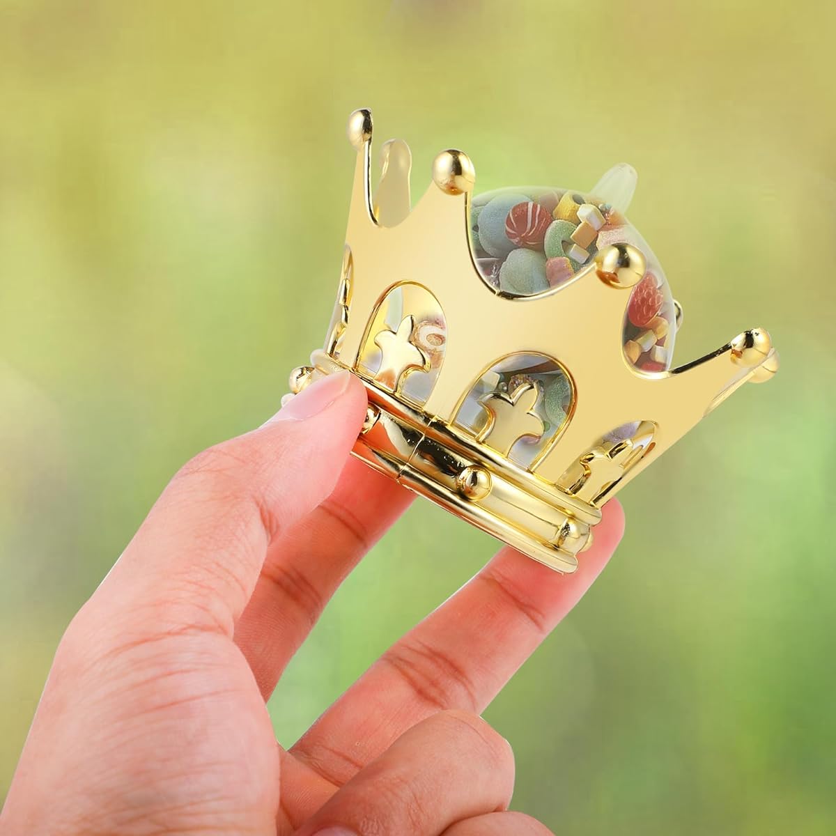 JC HUMMINGBIRD Gold Crown Refillable Small Candy Chocolates Table Decorations Party Favors 12pc JC-PL005DM