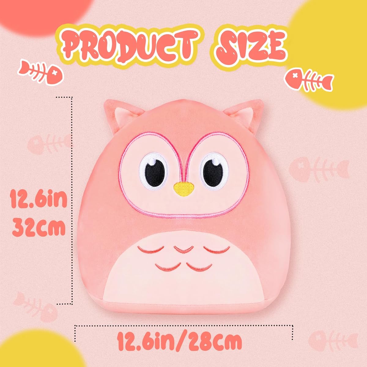 CHDBLOCK Owl Plush Toy 12 Inch Owl Plush Pillow Ultra Soft Plush Cute Soft Stuffed Animal Pillow Set Kids Girls Owl Stuffed Toy Christmas Birthday Gift (Pink)