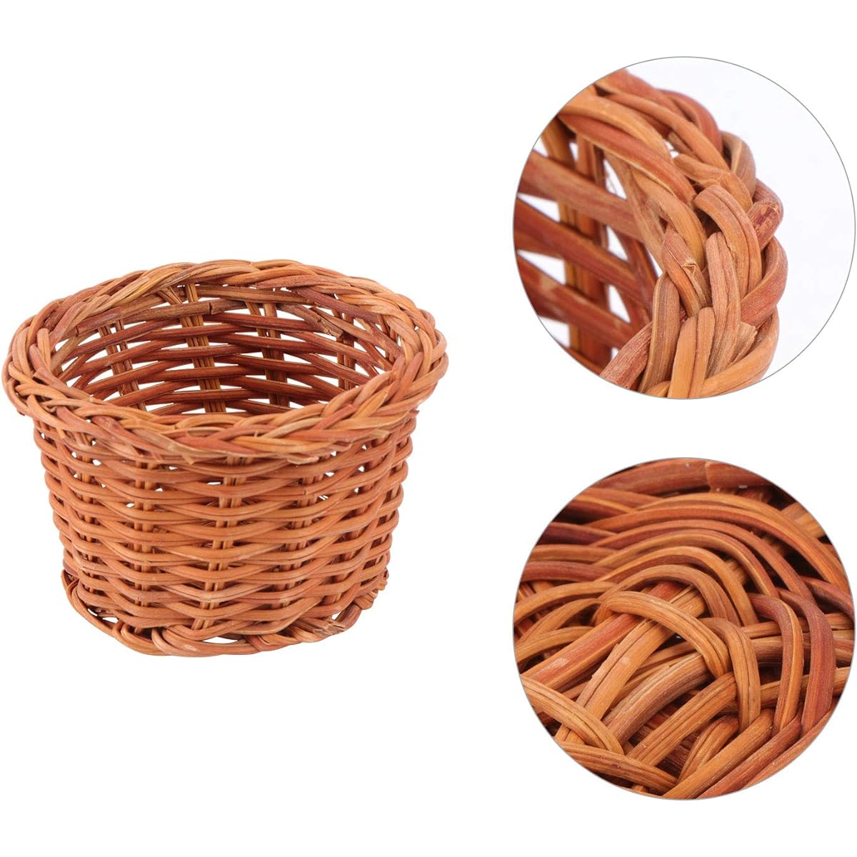 HEALLILY Dollhouse Basket Mini Wicker Basket Decorative Basket Model Dollhouse Craft 1pc (No Handle) Brown