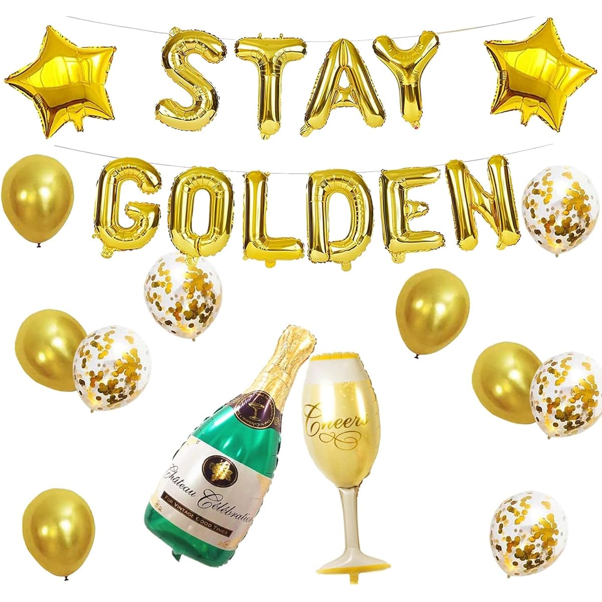 Stay Golden Balloon Banner, Stay Golden Birthday Hanging Balloons, Gold Party Supplies, Golden Birthday Decorations